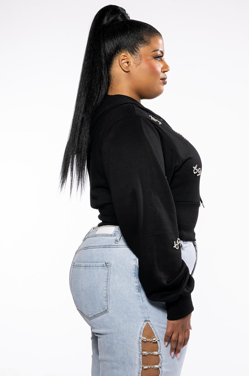 PLUS DOLLARS ON MY MIND RHINESTONE SWEATSHIRT