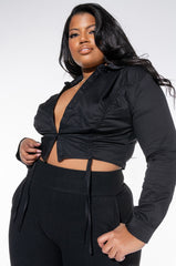 PLUS ELENA RUCHED PUFF SLEEVE BLOUSE