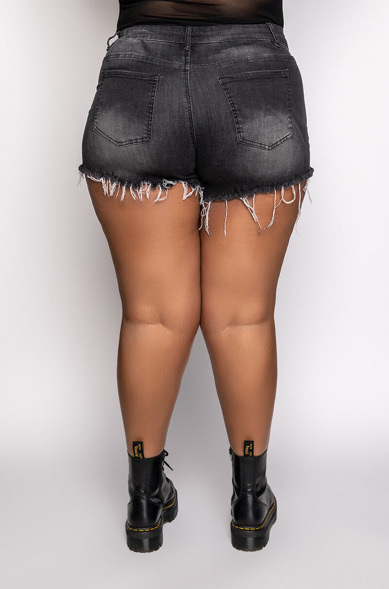 PLUS FLEX-FIT HIGH WAISTED SUPER STRETCHY DENIM SHORTS
