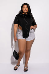 PLUS FLEX-FIT HIGH WAISTED SUPER STRETCHY DENIM SHORTS
