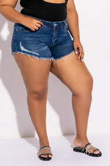 PLUS FLEX-FIT HIGH WAISTED SUPER STRETCHY DENIM SHORTS