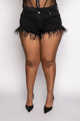 PLUS HIGH RISE FEATHER SHORTS