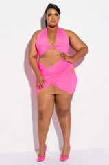 PLUS IN MY OWN LANE CROSS FRONT MINI SKIRT