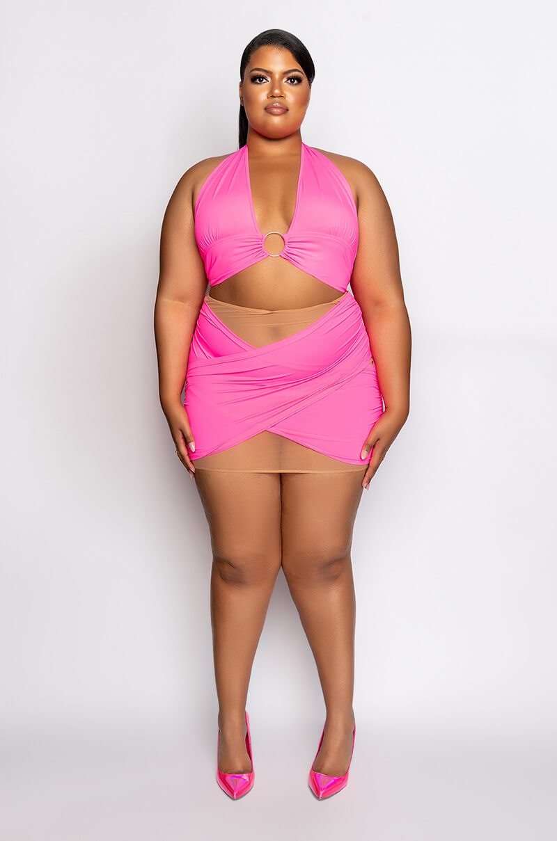 PLUS IN MY OWN LANE CROSS FRONT MINI SKIRT