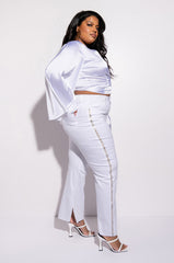 PLUS MAKIN MOVES TIE FRONT BUTTERFLY SLEEVE CROP SATIN BLOUSE
