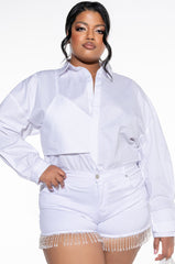 PLUS LILA LAYERED LOOK ASYMMETRICAL POPLIN BLOUSE