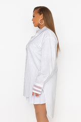 PLUS NO BASIC DAYS BUTTON UP DRESS WITH RHINESTONE DETAIL