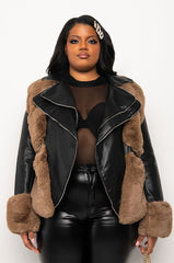 PLUS ORION LOLLI FUR MOTO JACKET