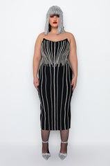 PLUS PARADISE FOUND MIDI DRESS WITH RHINESTONES