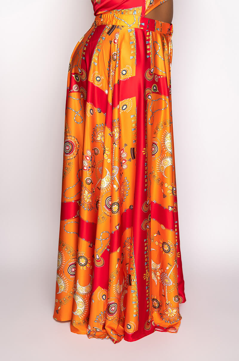 PLUS PLACES TO BE SATIN MAXI WRAP SKIRT