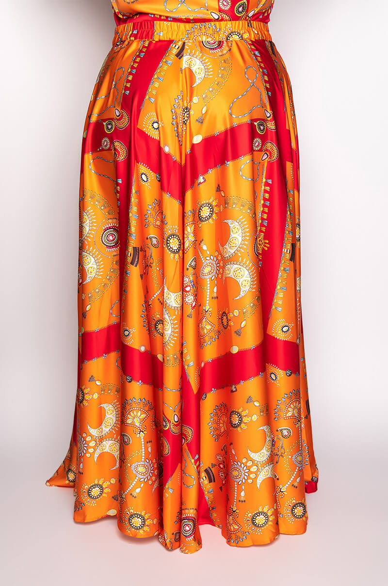 PLUS PLACES TO BE SATIN MAXI WRAP SKIRT