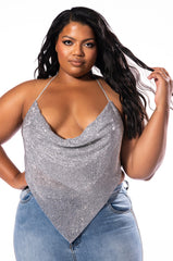 PLUS RIRI COWL NECK RHINESTONE BRALETTE