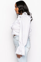 PLUS KIERA LACE UP BACK CROPPED BLOUSE