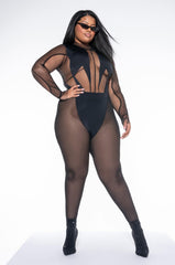 PLUS TASTY ILLUSION MESH CUTOUTS BODYSUIT