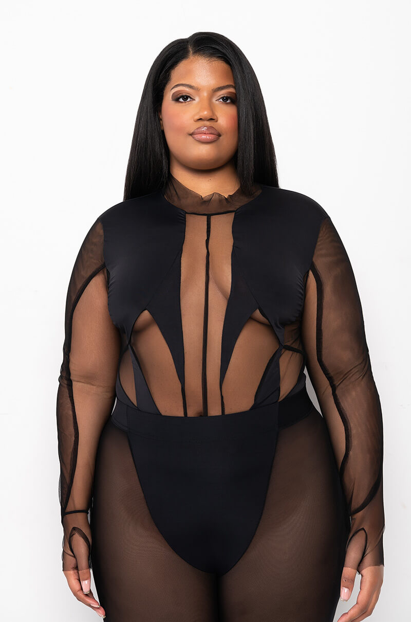 PLUS TASTY ILLUSION MESH CUTOUTS BODYSUIT