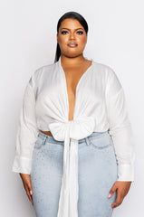 PLUS THE ULTIMATE RHINENSTONE TIE FRONT BLOUSE