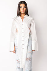 STEVIE HIGH SLIT LONG SLEEVE BLOUSE
