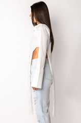 STEVIE HIGH SLIT LONG SLEEVE BLOUSE