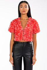 POISON PARADISE SHORT SLEEVE TIE FRONT TOP