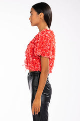 POISON PARADISE SHORT SLEEVE TIE FRONT TOP