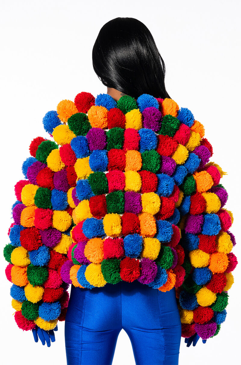 POM POM COLORFUL CARDIGAN