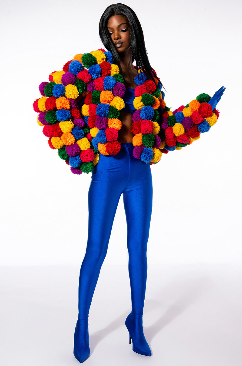 POM POM COLORFUL CARDIGAN