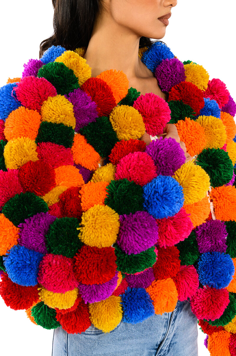 POM POM COLORFUL CARDIGAN