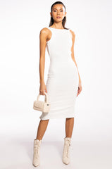 HAILEY SLEEVELESS HIGH NECK KNIT MIDI DRESS