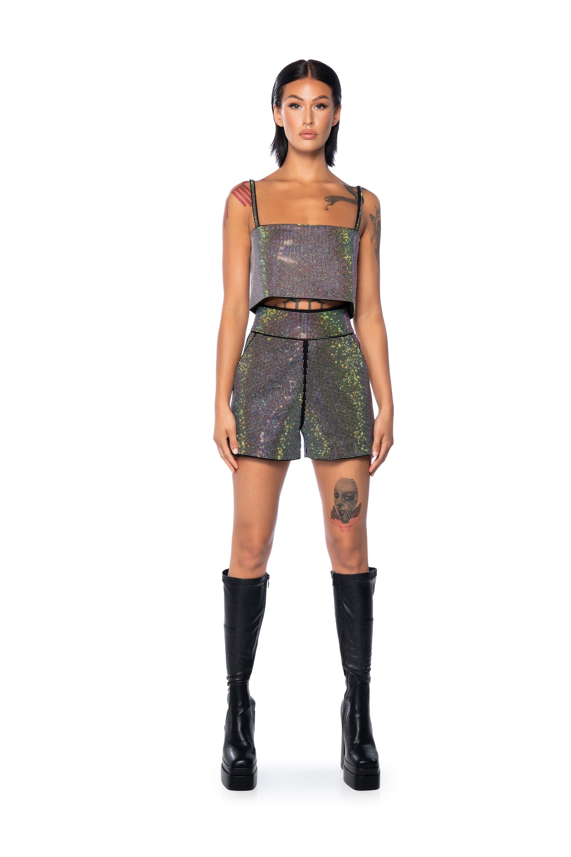 POP STAR HOT FIX RECTANGLE CROP TOP