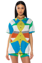 POPPY MULTICOLOR KNIT BUTTON DOWN SHIRT