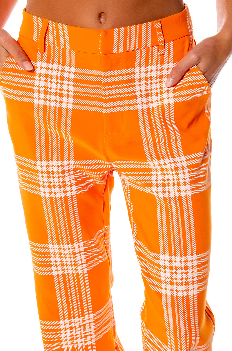 POPSICLE BRIGHT PLAID STRAIGHT LEG TROUSER