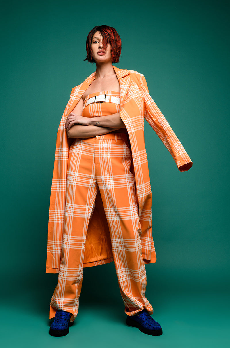 POPSICLE BRIGHT PLAID STRAIGHT LEG TROUSER