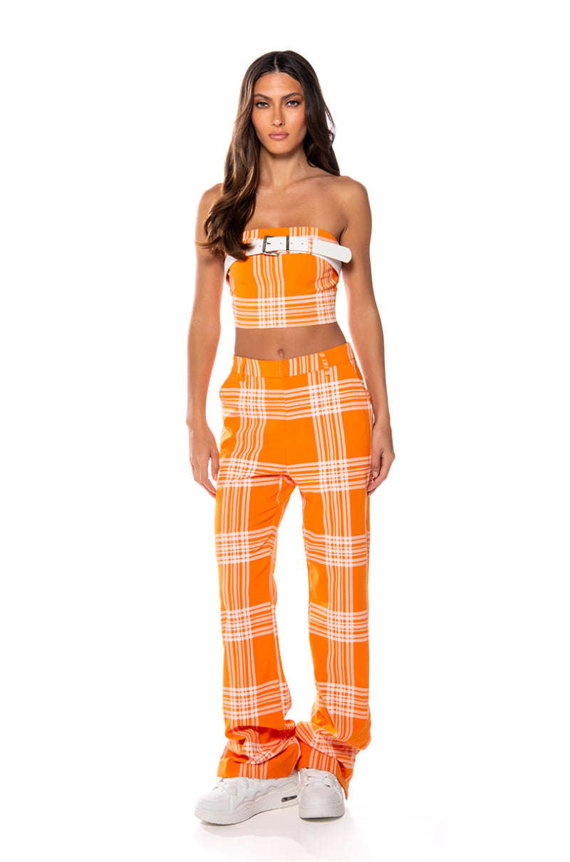 POPSICLE BRIGHT PLAID STRAIGHT LEG TROUSER