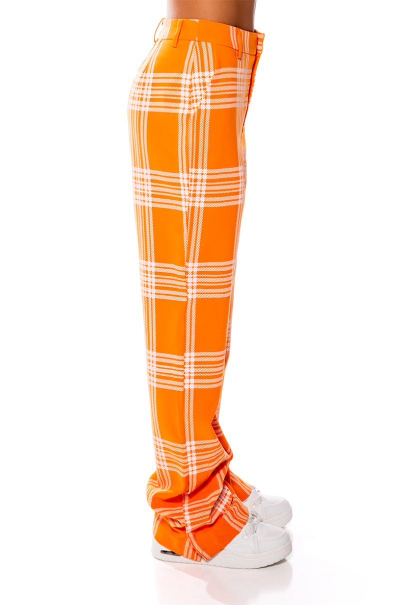POPSICLE BRIGHT PLAID STRAIGHT LEG TROUSER