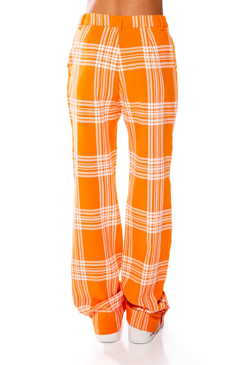 POPSICLE BRIGHT PLAID STRAIGHT LEG TROUSER