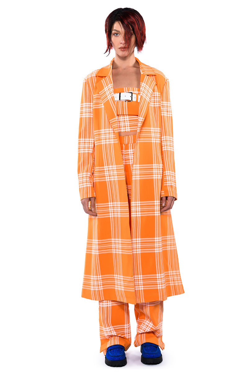POPSICLE BRIGHT PLAID TRENCH COAT