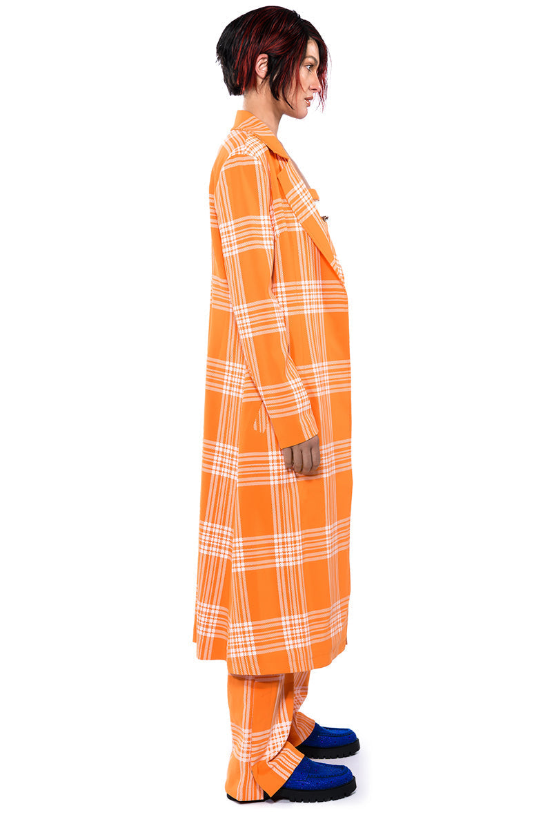 POPSICLE BRIGHT PLAID TRENCH COAT