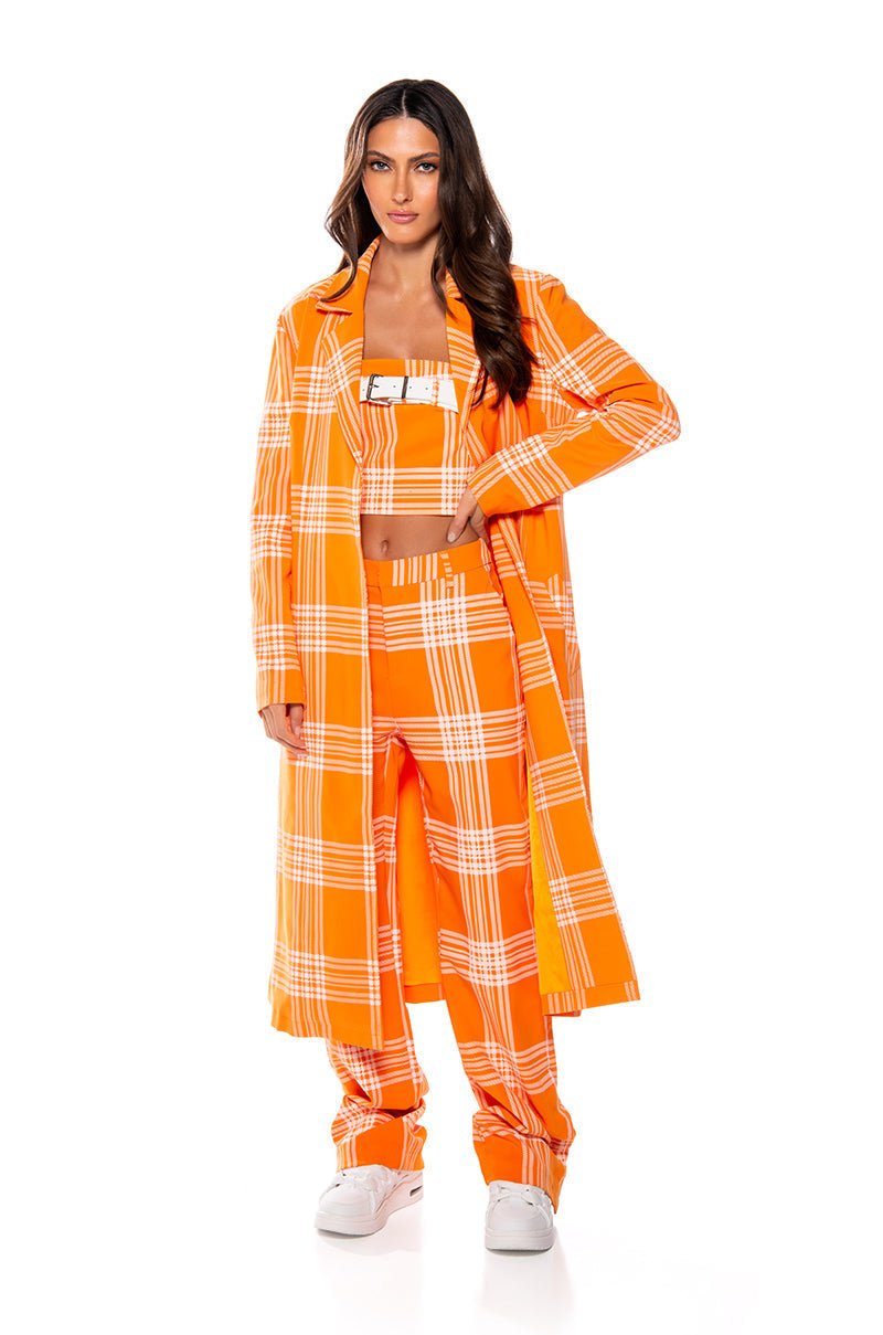 POPSICLE BRIGHT PLAID TRENCH COAT
