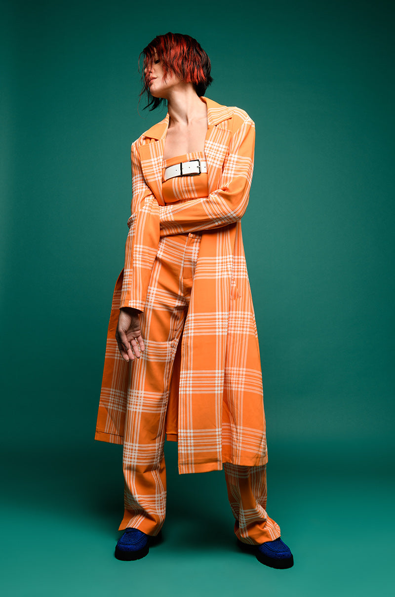 POPSICLE BRIGHT PLAID TRENCH COAT