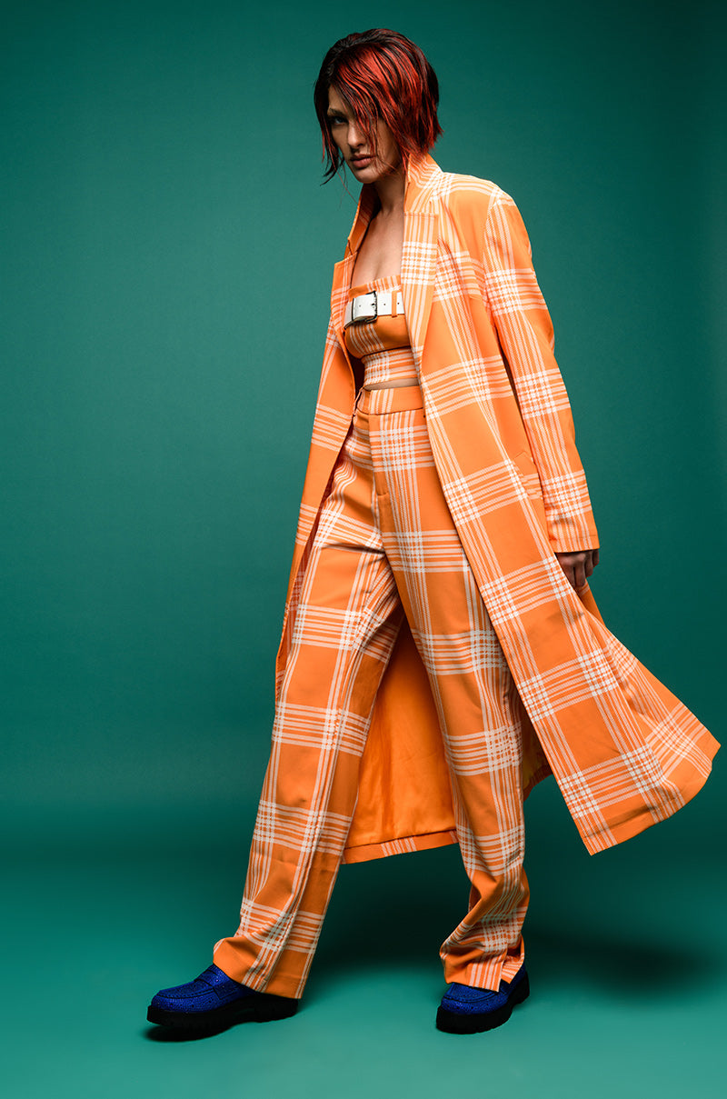 POPSICLE BRIGHT PLAID TRENCH COAT
