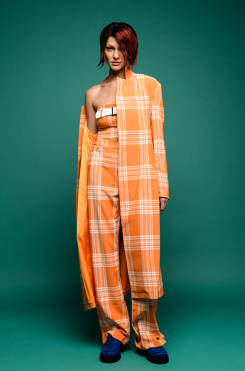 POPSICLE BRIGHT PLAID TRENCH COAT