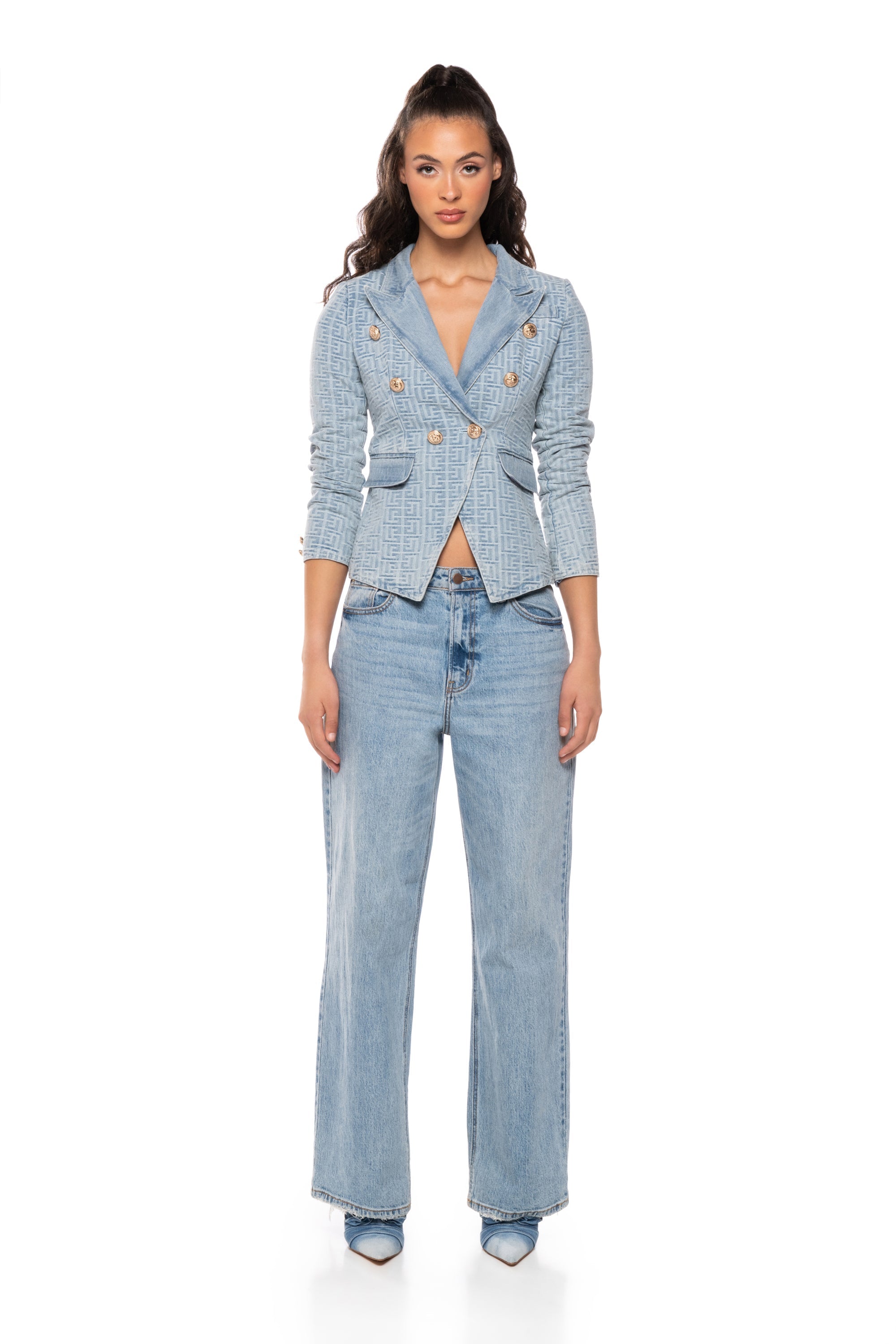 DENIM DENIM FITTED BLAZER