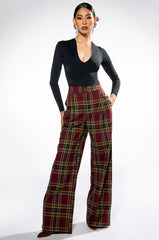 GOSSIP GIRL PLAID TROUSER WIDE LEG