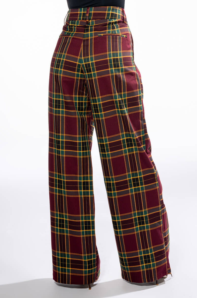 GOSSIP GIRL PLAID TROUSER WIDE LEG