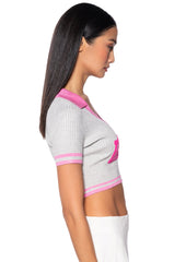 PRETTY ELITE CROPPED COLLARED SWEATER