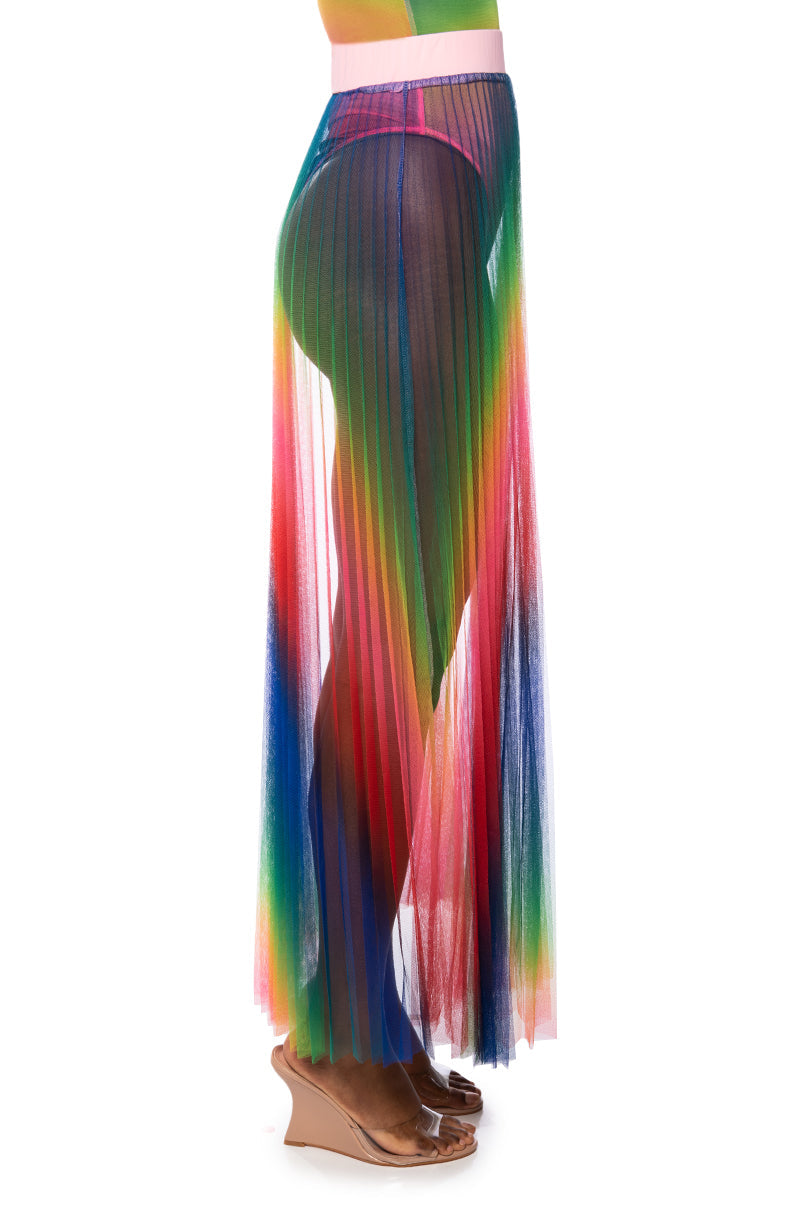PRIDE EFFECT PLEATED MAXI SKIRT