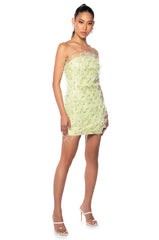 PRIMROSE STRAPLESS FEATHER MINI DRESS
