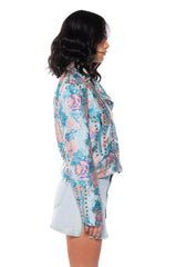BROCADE MOTO JACKET WITH STUDS