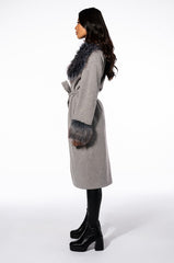 PRINCESS WOOL TRENCH WITH FAUX FUR TRIM