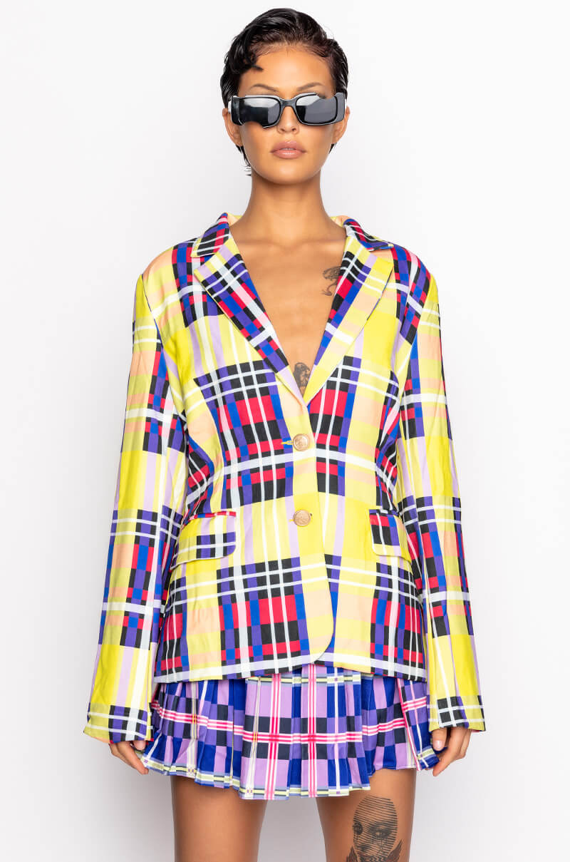 PRIVATE SCHOOL PLAID BLAZER